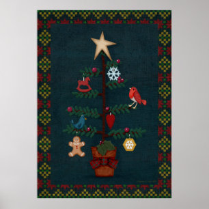 Prim Style Folk Art Weihnachten   Cherie's Art Poster