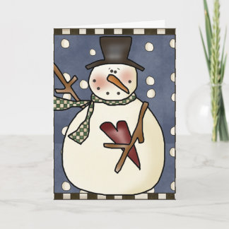Prim Winter Snowman Grußkartendesign2 Feiertagskarte