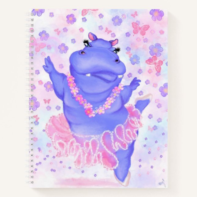Prima Ballerina Hippo - Bild / Text hinzufügen Notizbuch (Vorderseite)