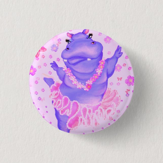 Prima Ballerina Hippo Button Happy Ballet Dancer (Vorderseite)