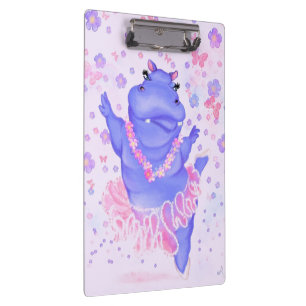 Prima Ballerina Hippo Clipboard Happy Dancer Klemmbrett