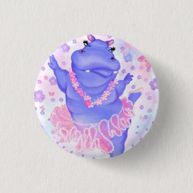 Prima Ballerina Hippo - Happy Dancer Button (Vorderseite)