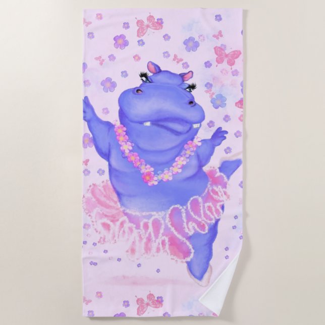 Prima Ballerina Hippo - Happy Dancer Strandtuch (Vorderseite)