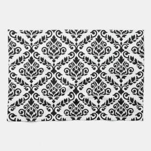 Prima Damask Big Ptn Black on White Handtuch