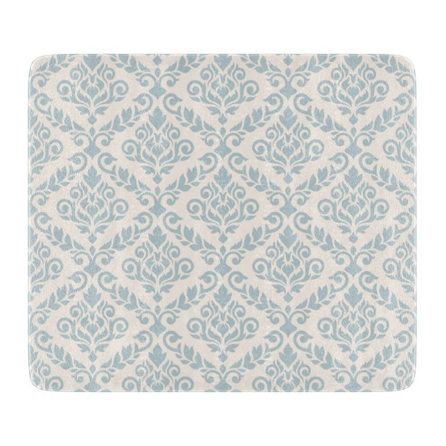 Prima Damask Muster Blue auf Cream Schneidebrett (Vorderseite)
