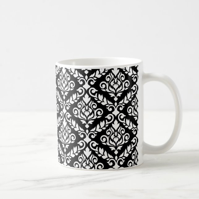Prima Damask Muster Weiß auf schwarz Tasse (Rechts)