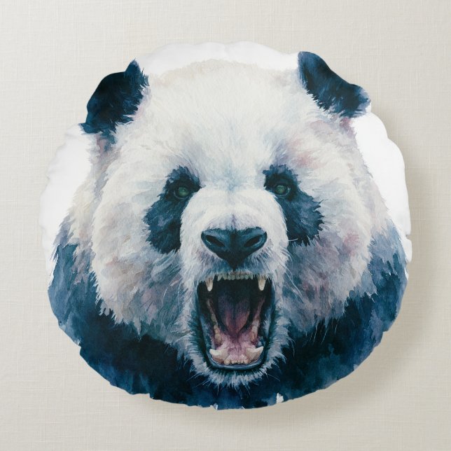 Primal Power 005 – Panda Rundes Kissen (Vorderseite)