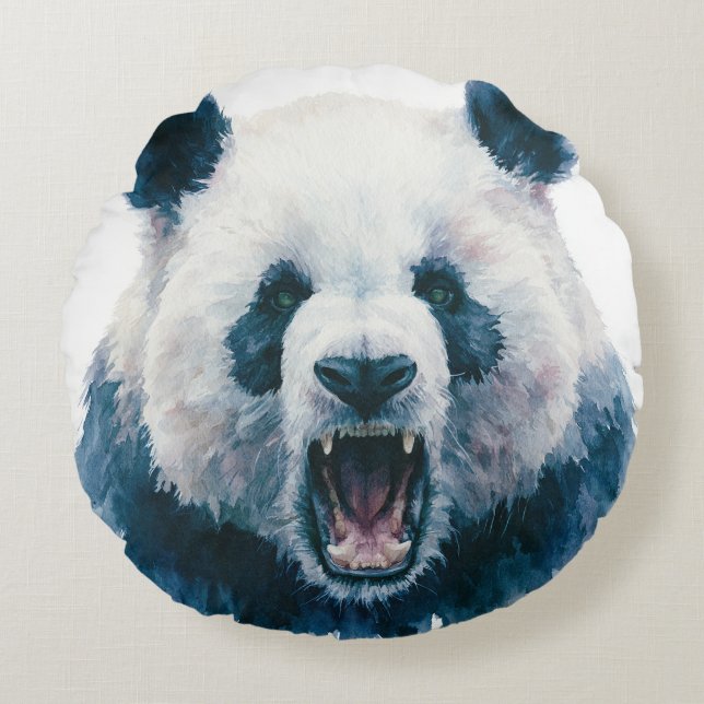 Primal Power 005 – Panda Rundes Kissen (Vorderseite)