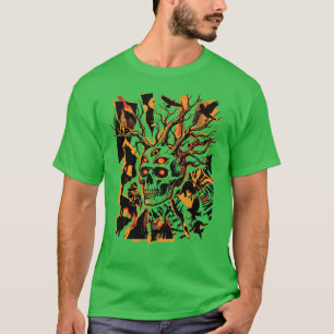 Primal Sight-Shirt Dunkler Wald-Totenkopf-Baum-Gr T-Shirt