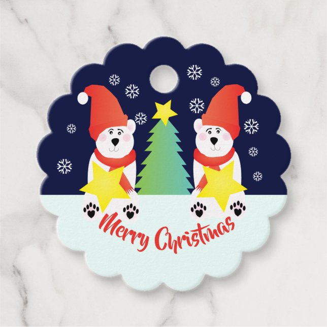 Primär gefärbter Polar-Bär Geschenkanhänger (Vorderseite)