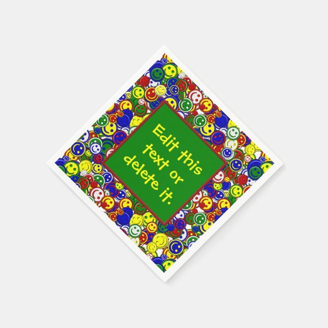 Primär-Happy-Face Beads 3-GREEN-PAPIER NAPKINS Serviette (Ecke)