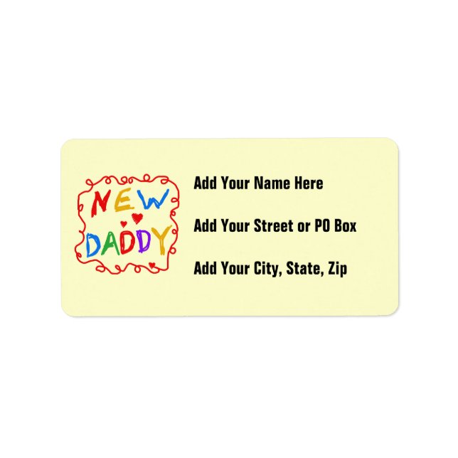 Primäre Farben - Geschenke von New Daddy Adressaufkleber (Vorne)