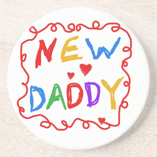Primäre Farben - Geschenke von New Daddy Sandstein Untersetzer (Vorne)