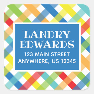 Primäre Kreuzrisen-Rücksendeadressen-Aufkleber Quadratischer Aufkleber