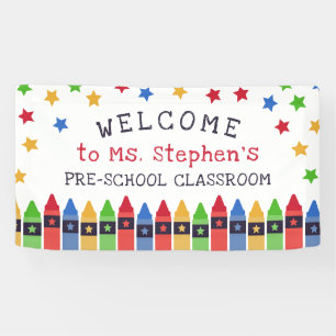 Primäres Crayons-Sterne Begrüßungslehrerzimmer Banner