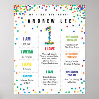 Primärfarben Confetti-Junggeburtenposter