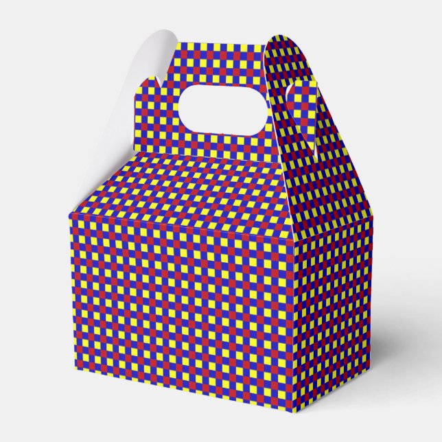Primärfarben-Gingham-3-Gastgeschenk Box-gable Geschenkschachtel (Vorderseite)