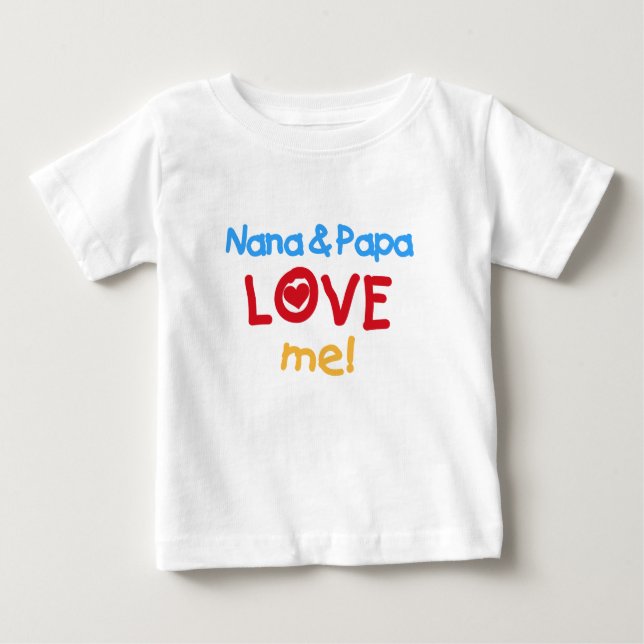 Primärfarben Nana und Papa-Liebe ich Baby T-shirt (Vorderseite)