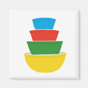 Primärfarben Pyrex Rührschüsseln Magnet Regenbog