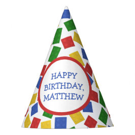 Primärfarben Spielzeug Gebäude Bricks Muster druck Partyhütchen