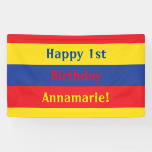 Primärfarbrotes gelbes Blau-1. Geburtstags-Party Banner