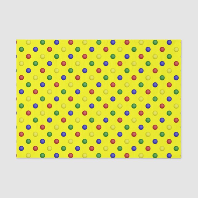 Primärpolka-Punkte,Gelb-GEWEBE-WRAP-PAPIER Seidenpapier (Vorderseite)