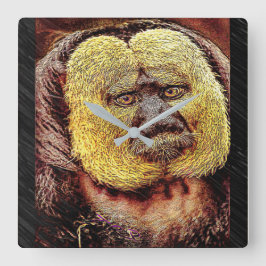 Primat-Modelle: Weißer Saki-Affe Quadratische Wanduhr