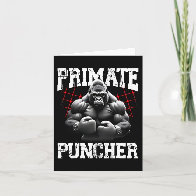 Primat Puncher Boxing Muskel-Gorilla Boxer Ape Karte (Vorderseite)