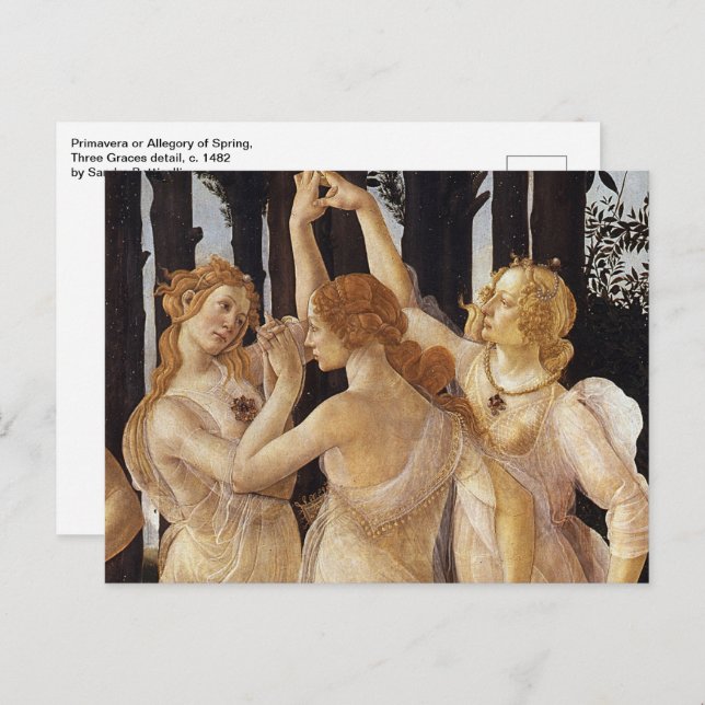 Primavera, Drei Graces von Sandro Botticelli Postkarte (Vorne/Hinten)