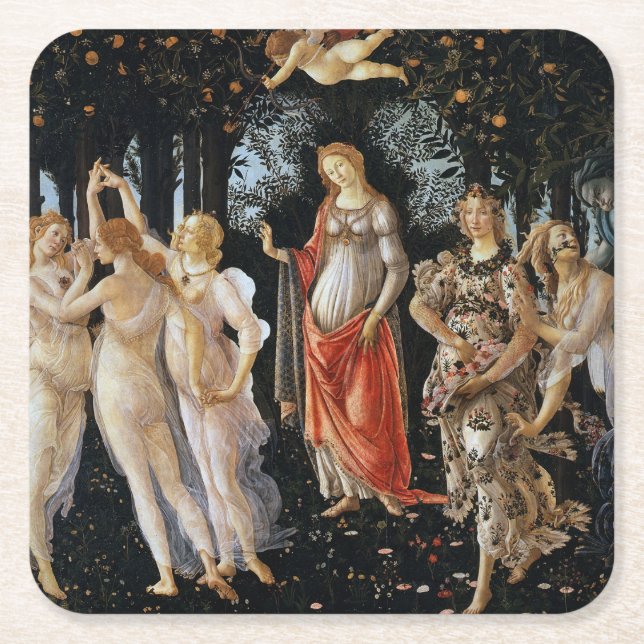 Primavera, Sandro Botticelli, 1482 Rechteckiger Pappuntersetzer (Vorderseite)