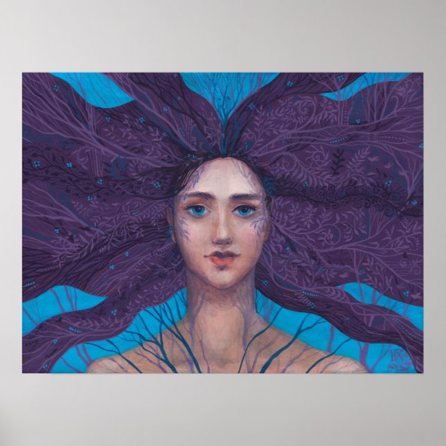 Primavera Spring Goddess Fantasy Surreal Portrait Poster (Vorne)