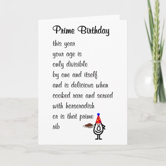 Prime Birthday A Funny Happy Birthday Poem Karte (Vorderseite)