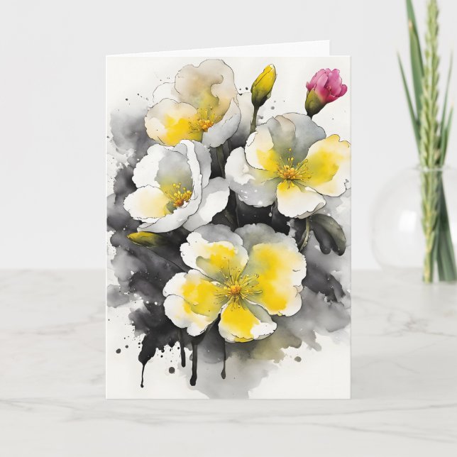 Primel - Aquarellblumen Karte (Vorderseite)