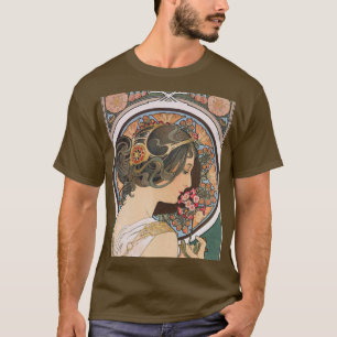 Primel durch Mucha - Vintage Blumenkunst Nouveau T-Shirt
