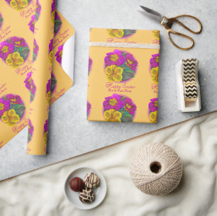 Primel-Fine-Art-Pink-Gelb-Oster-Verpackung Geschenkpapier