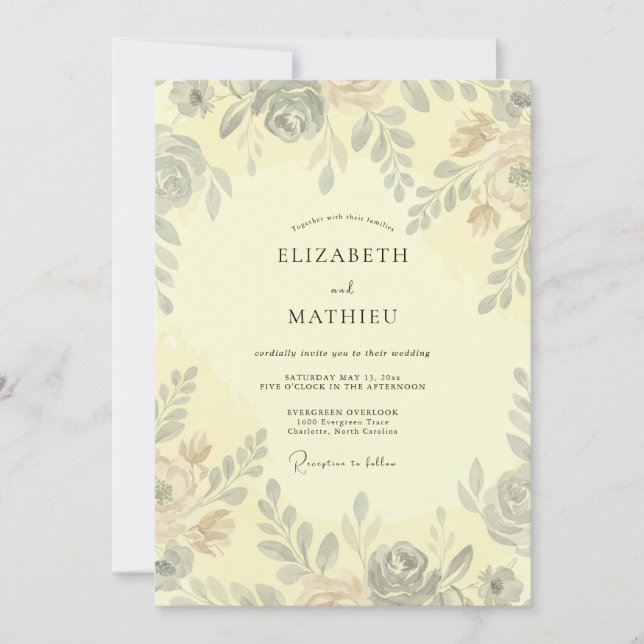 Primel-Malblatt-Hochzeit Einladung (Vorderseite)