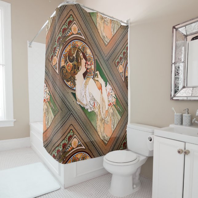 Primel von Alphonse Mucha Duschvorhang (Beispiel)
