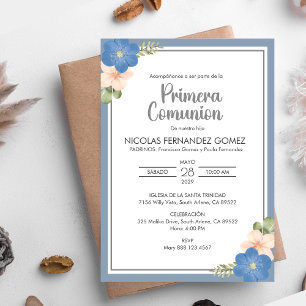 Primera Comunion Blumen erste Kommune Einladung