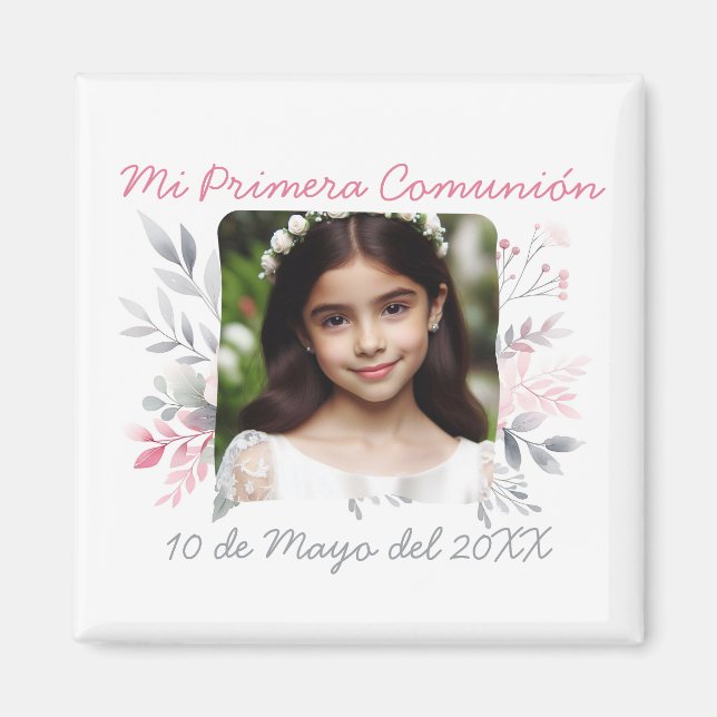 Primera Comunión con Foto y Flores Spanisch Magnet (Vorne)