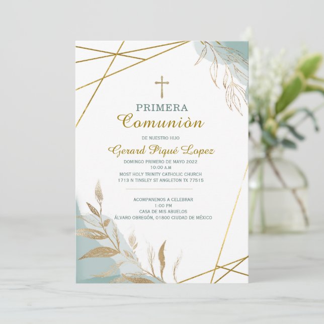 Primera comunion Einladung unwiderstehlich (Stehend Vorderseite)