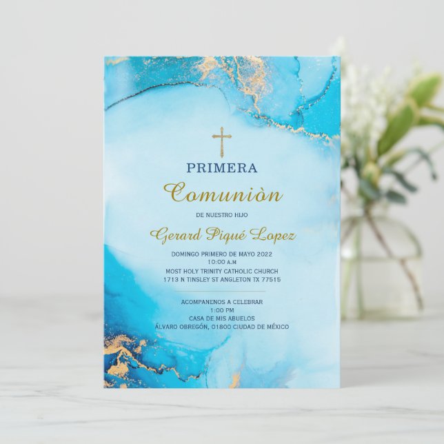 Primera comunion Einladung unwiderstehlich (Stehend Vorderseite)