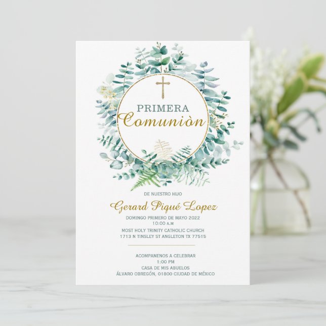 Primera comunion Einladung unwiderstehlich (Stehend Vorderseite)