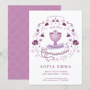 Primera Comunión Invitación - Spanisch, Mädchen Einladung