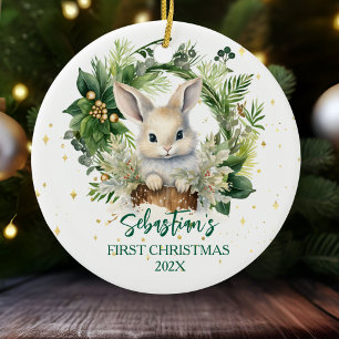 Primera temporada de Greenery Bunny Keramik Ornament