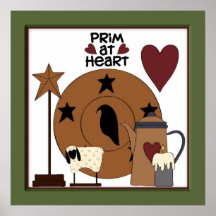 Primitiv bei Herzenlandschaf-Dekoration Poster