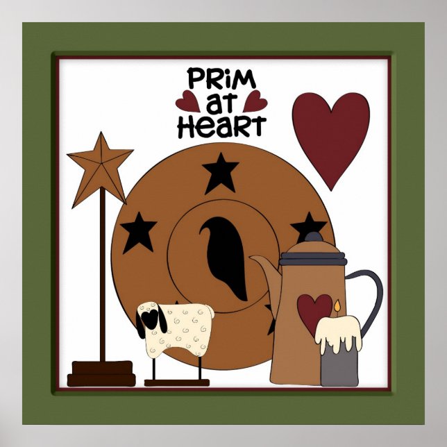Primitiv bei Herzenlandschaf-Dekoration Poster (Vorne)