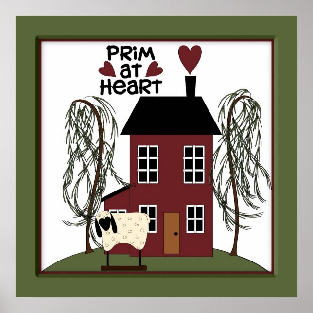 Primitiv im Heart Country Sheep & House Dekor Poster (Vorne)