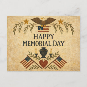 Primitive Americana Memorial Day Feiertagspostkarte