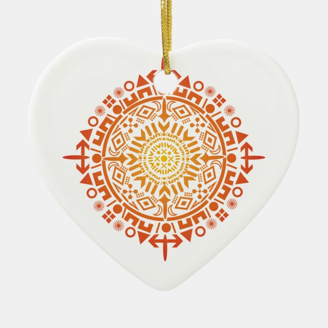 Primitive Art-Sun-Dekoration Keramik Ornament (Vorne)