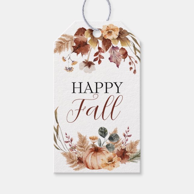 Primitive Autumn Pumpkin Bauernhof Karo Kariert Geschenkanhänger (Vorderseite)